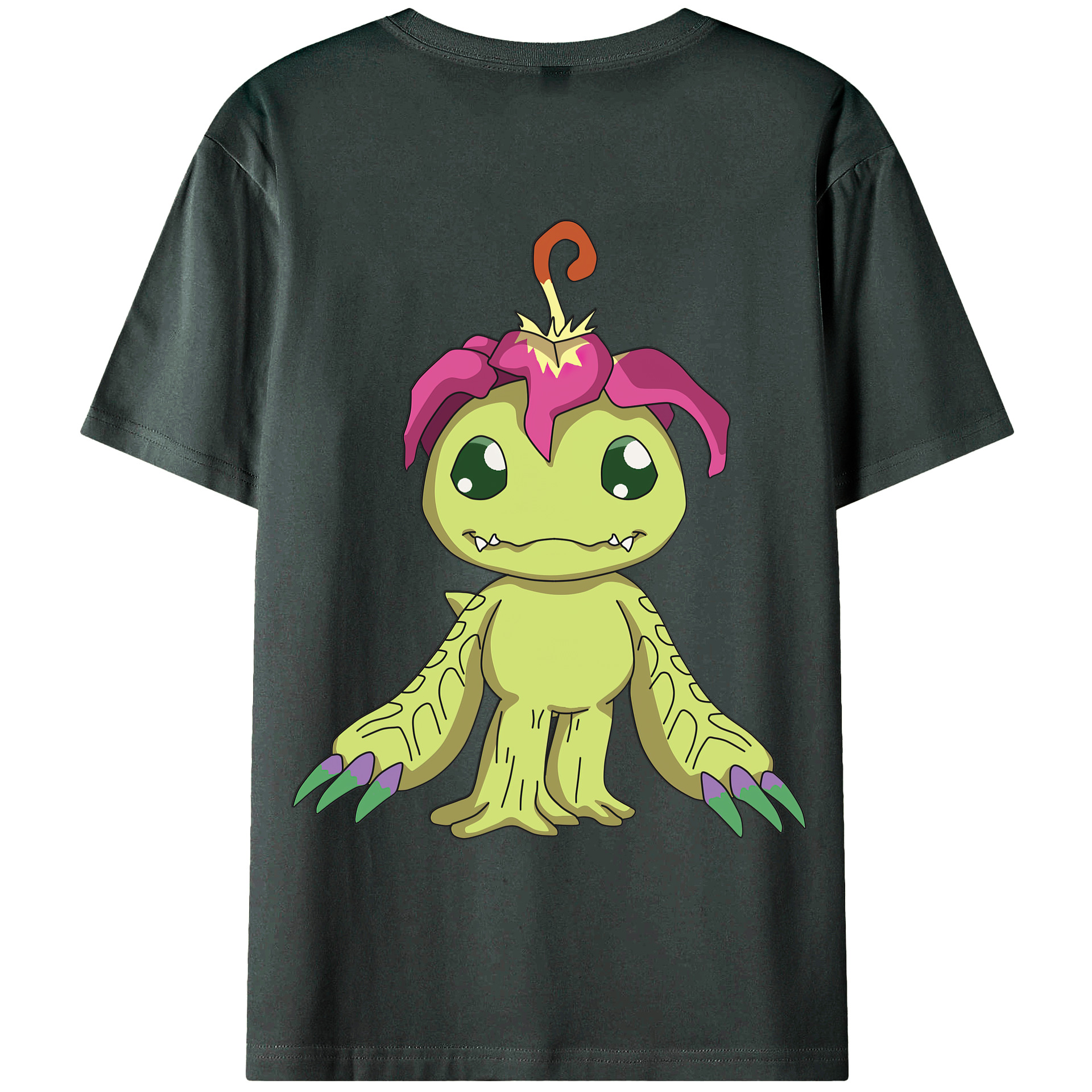 （画像用） Digimon デジタルモンスター/デジモン 綿100％ メンズ半袖Tシャツ（バックプリント） 通気性